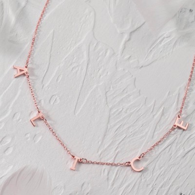 Placcatura in oro rosa 18 carati Collana personalizzata 1-10 con ciondolo con lettera iniziale per lei