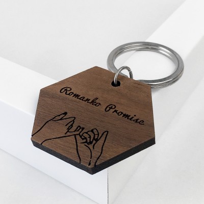 Regalo di coppia per anniversario di San Valentino con portachiavi in ​​legno personalizzato