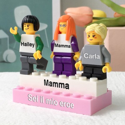 Minifigure con nome personalizzato per idee regalo per la festa della mamma