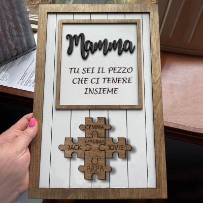 Regalo personalizzato per la festa della mamma, mamma, sei il pezzo che ci tiene insieme Puzzle pezzi Nome Sign Wall Decor