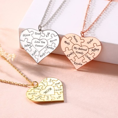 Collana personalizzata con puzzle cuore 1-12 nomi Name