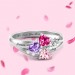 Three Heart Birthstone Mother's Ring