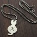 Personalized Tiny Cat Initial Pendant Necklace